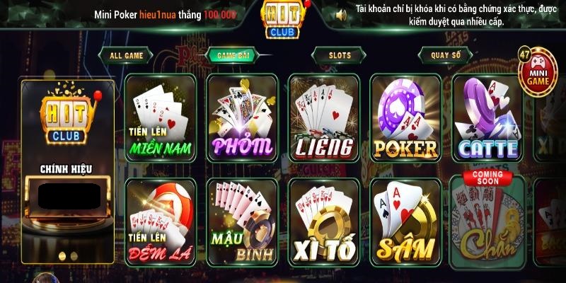 Sảnh chơi game Hitclub ăn khách nhất hiện nay