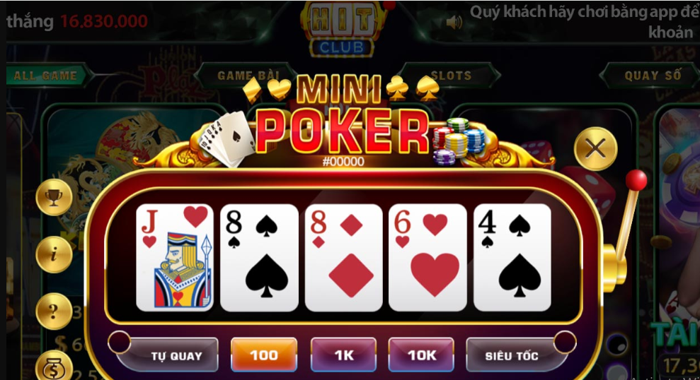 Mini poker đổi thưởng vẫn giữ nguyên các quy tắc sắp xếp bài truyền thống của poker