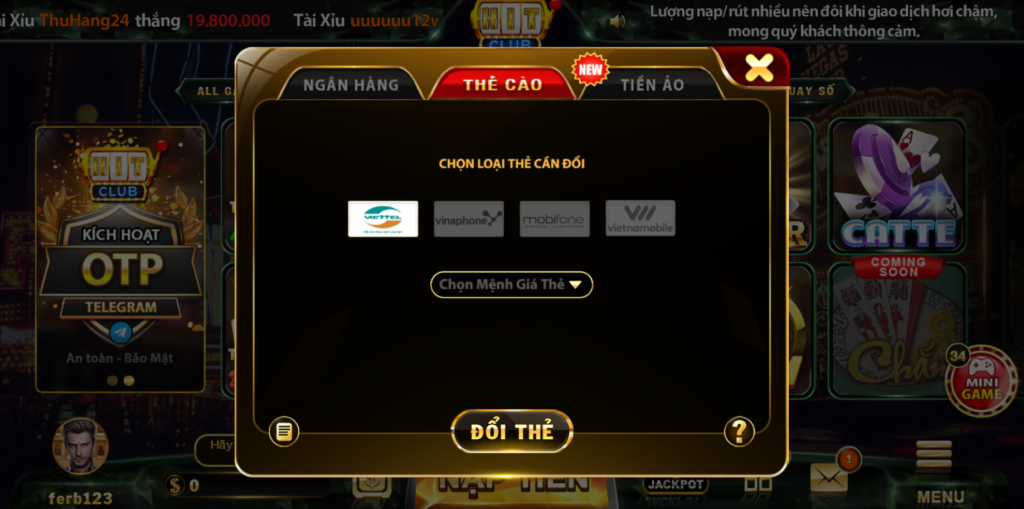 Hướng dẫn rút tiền bằng thẻ cào