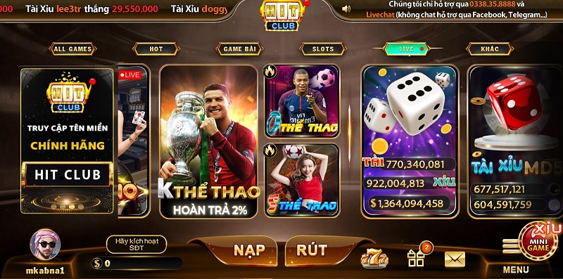 Sảnh K Thể Thao tại Hitclub